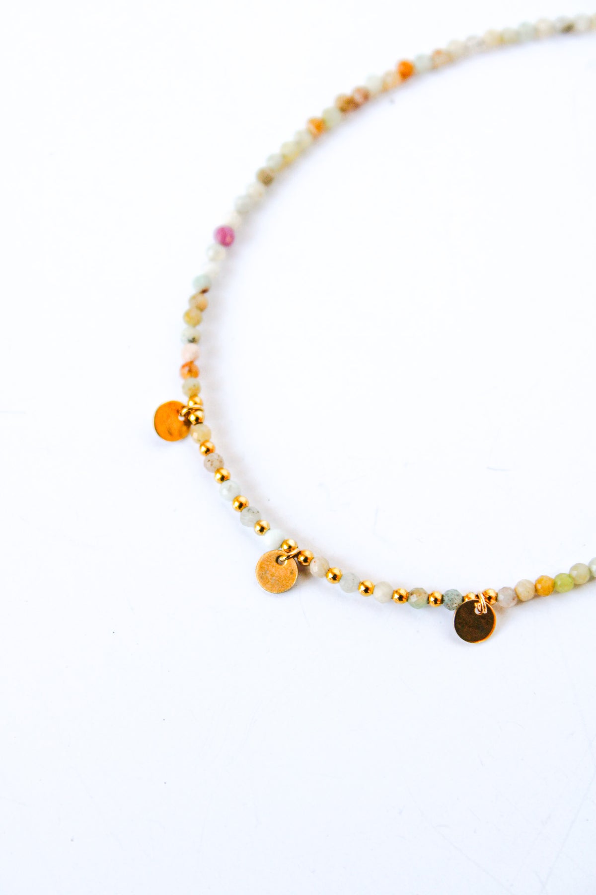 Gold Disc and Gemstone Anklet