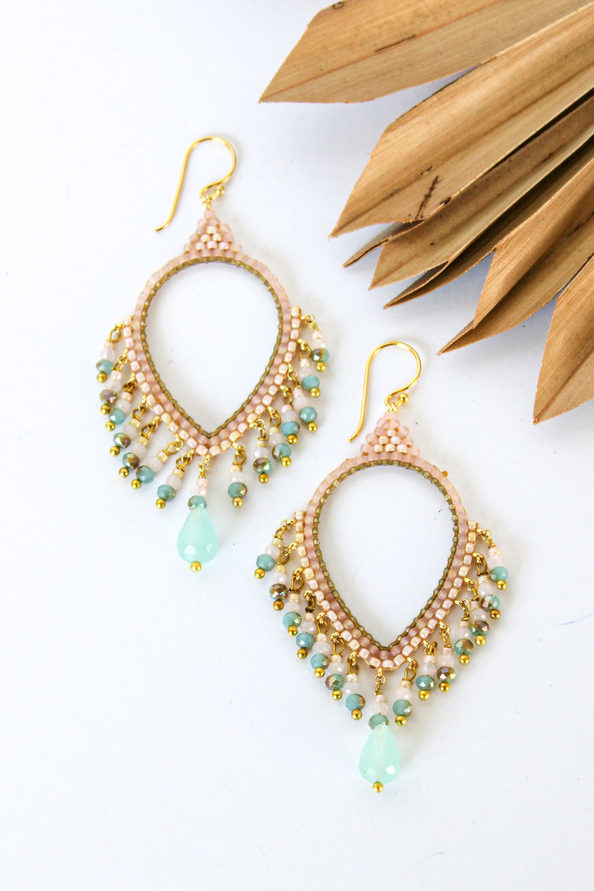 Thai Crystal Teardrop Chandelier Earrings