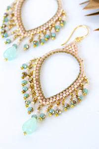 Thai Crystal Teardrop Chandelier Earrings