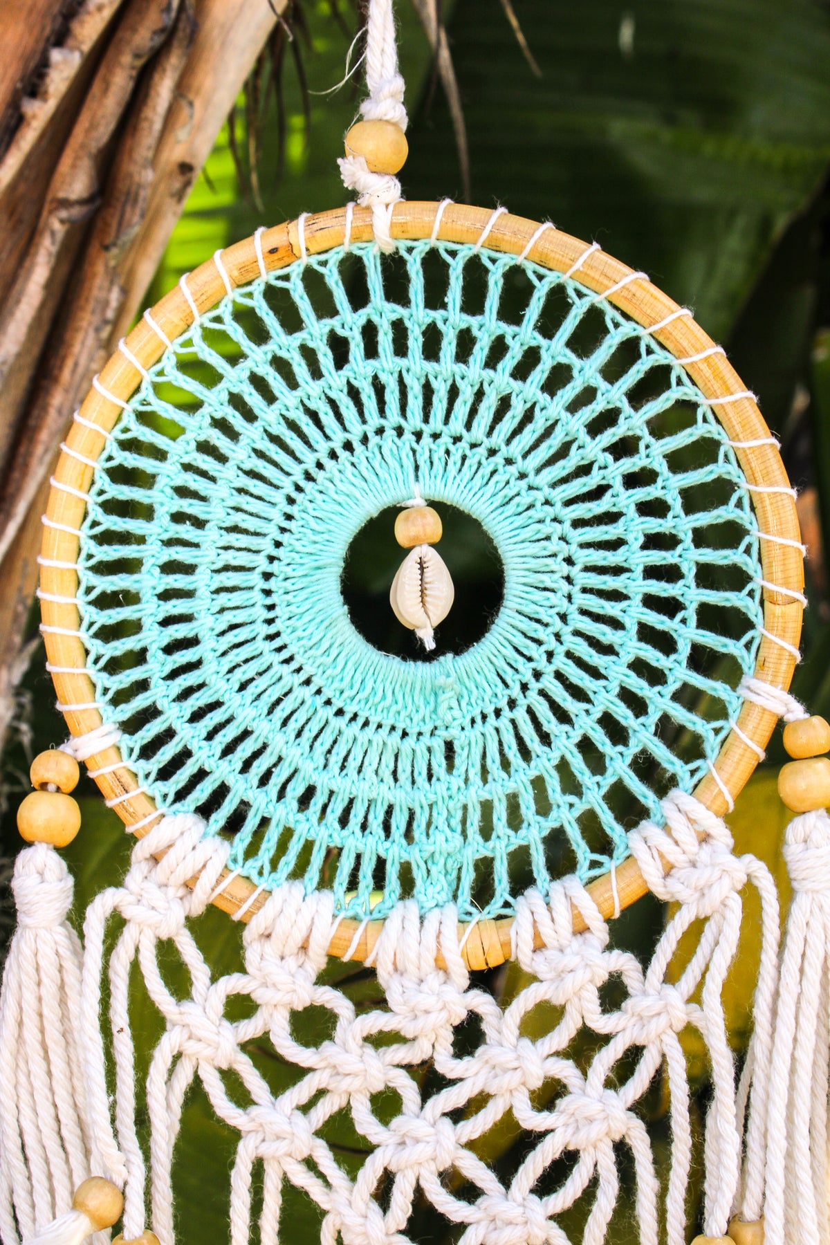 7" Crochet Dreamcatcher w/ Shell & Tassel