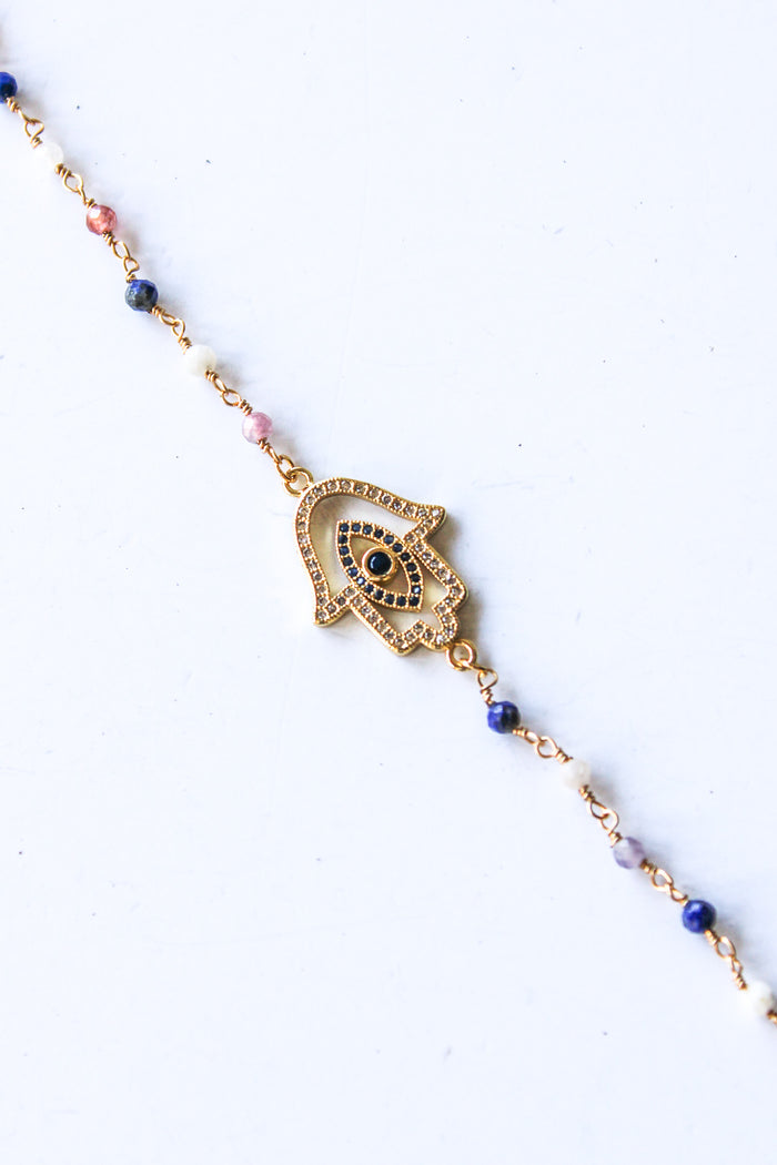 18K Toggle Indigo Rose Hamsa