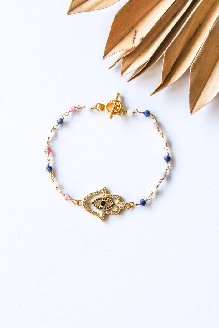 18K Toggle Indigo Rose Hamsa