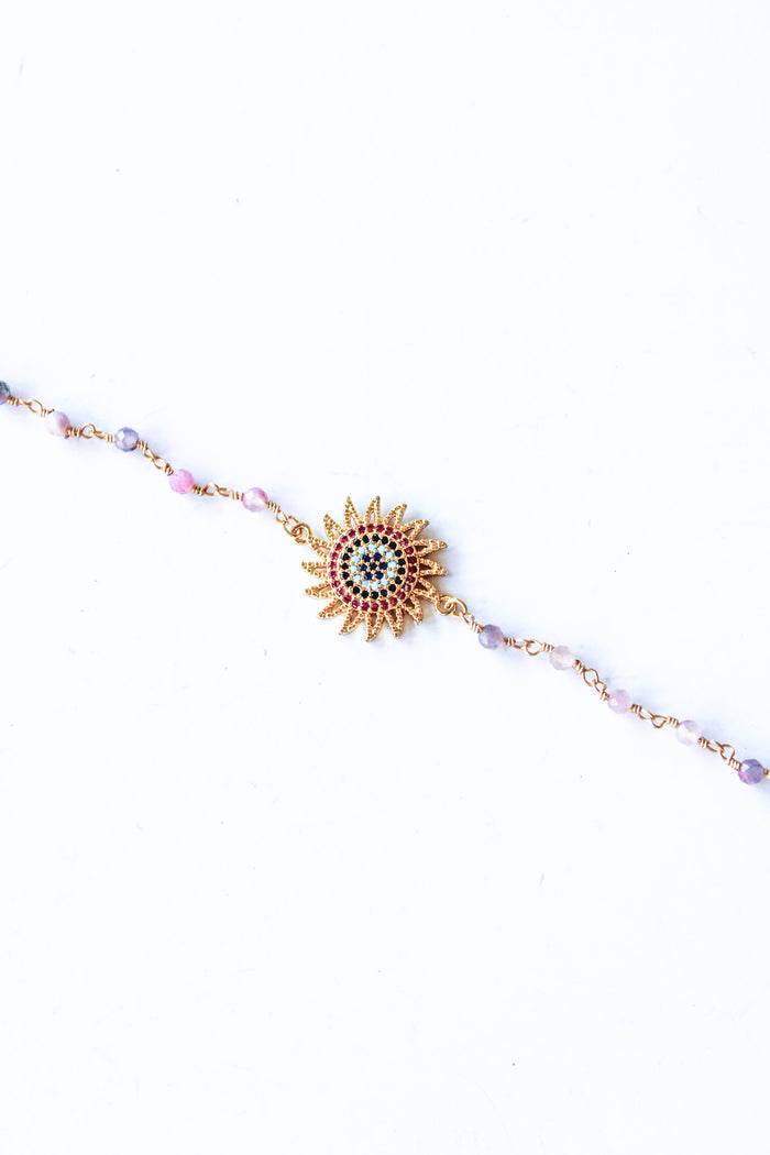 18K Toggle Rose Quartz/Amethyst Sun Bracelet | Shop Bali Queen