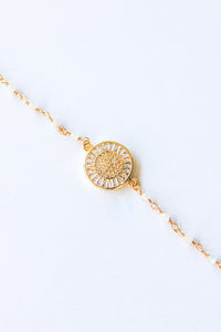 18K Toggle Clear Quartz Medallion Bracelet | Shop Bali Queen