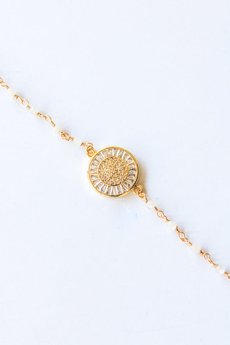 18K Toggle Clear Quartz Medallion Bracelet | Shop Bali Queen