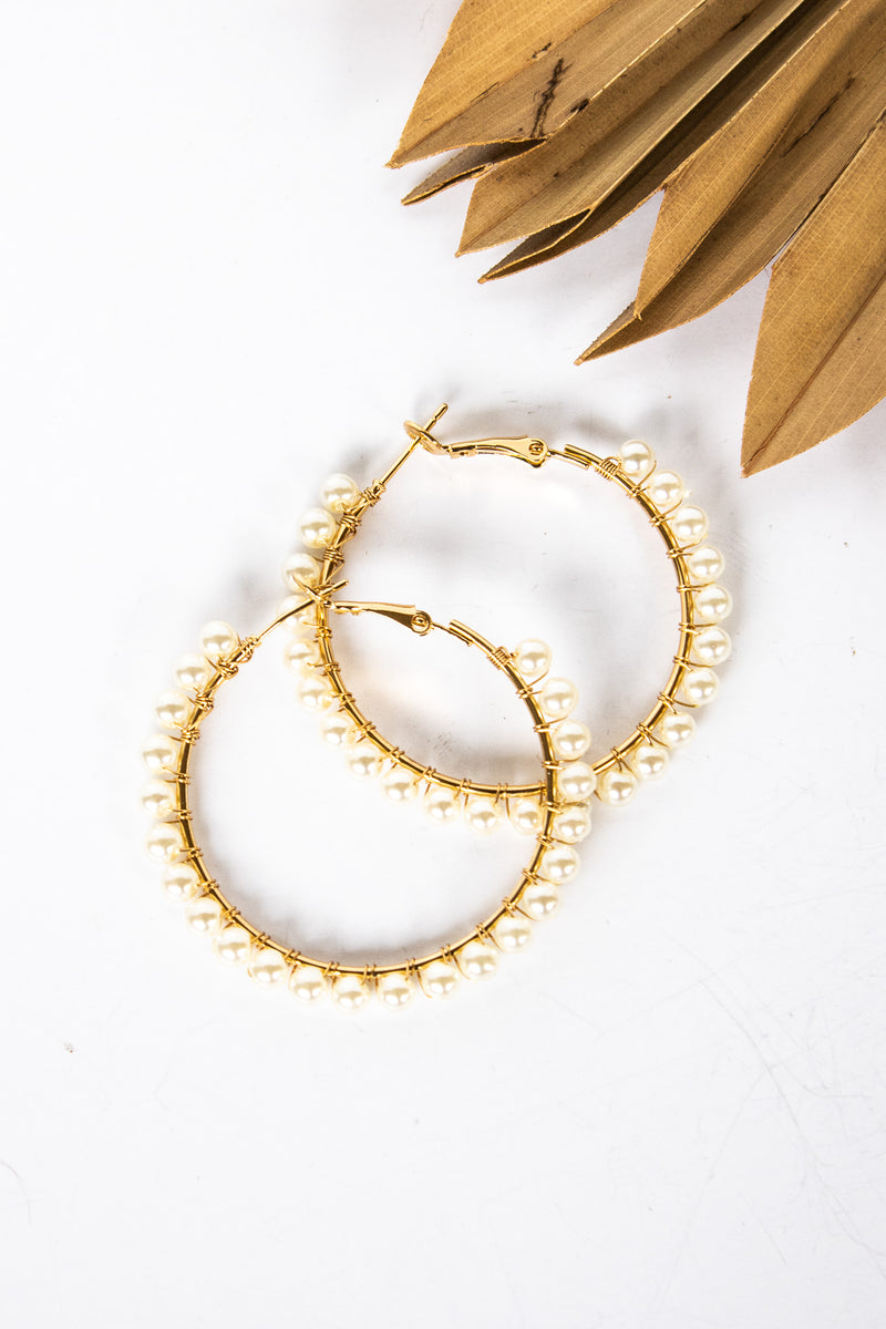 Full Moon Pearl Hoop Earrings | Shop Bali Queen