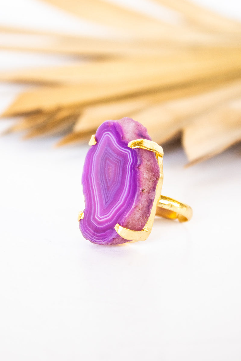Dasha Pink Druzy Crater Ring | Shop Bali Queen