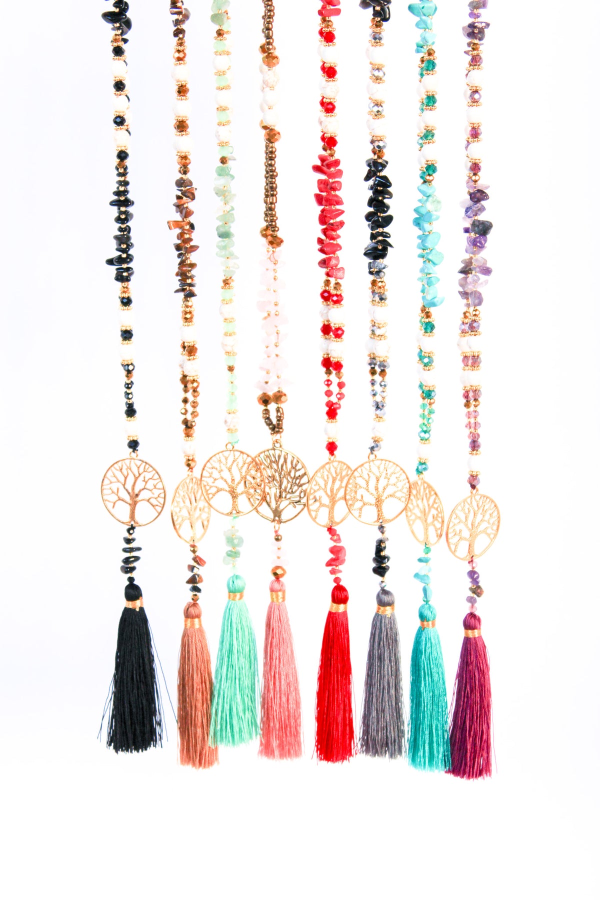 Tree of Life Stone Tassel Necklace