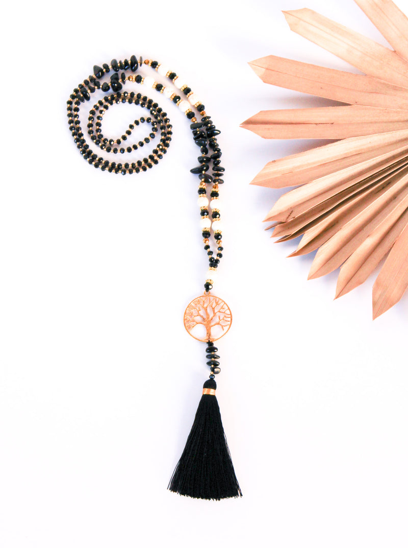 Tree of Life Stone Tassel Necklace