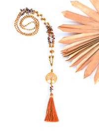 Tree of Life Stone Tassel Necklace