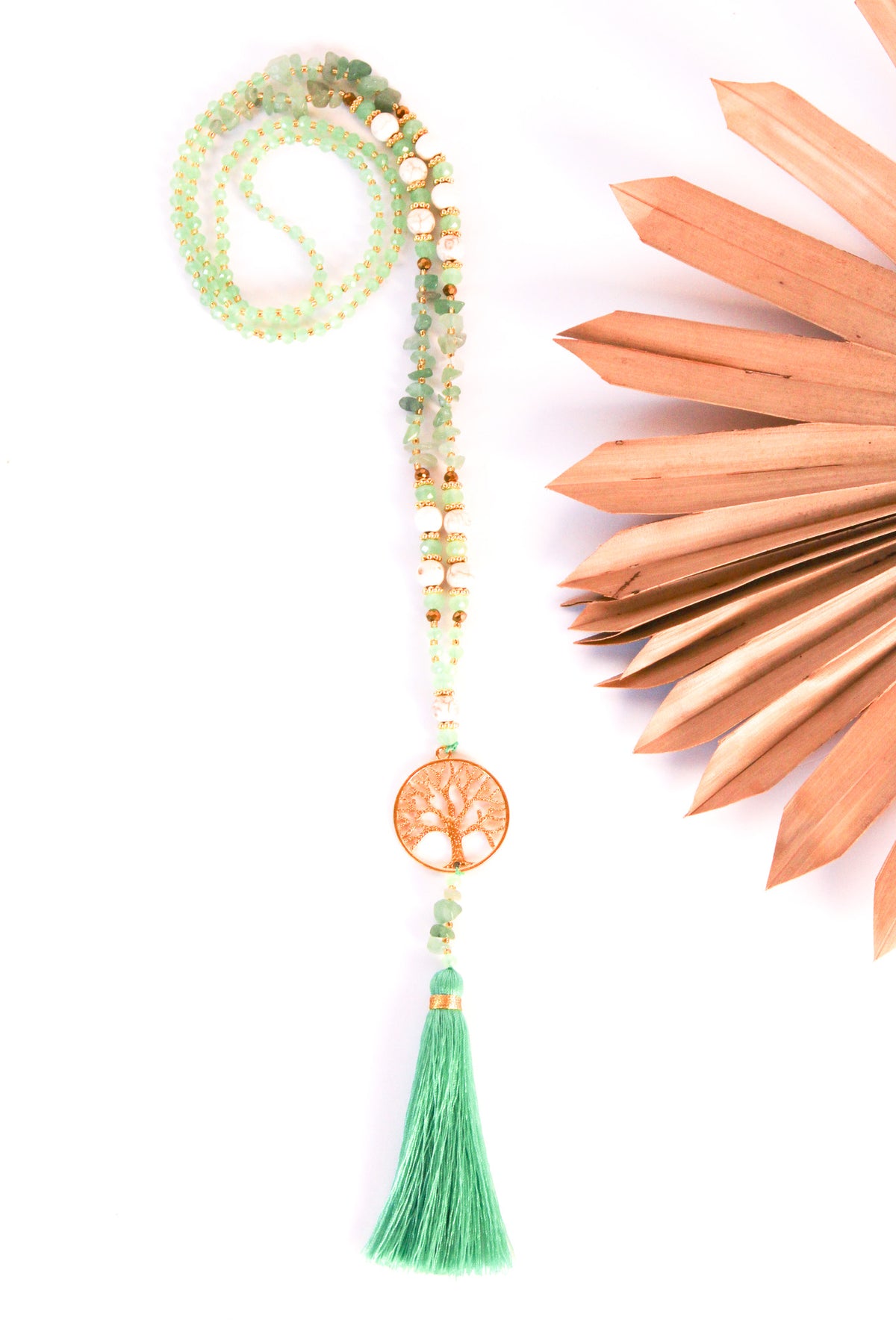 Tree of Life Stone Tassel Necklace