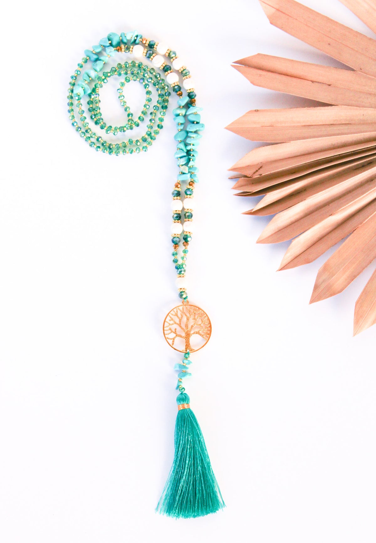 Tree of Life Stone Tassel Necklace