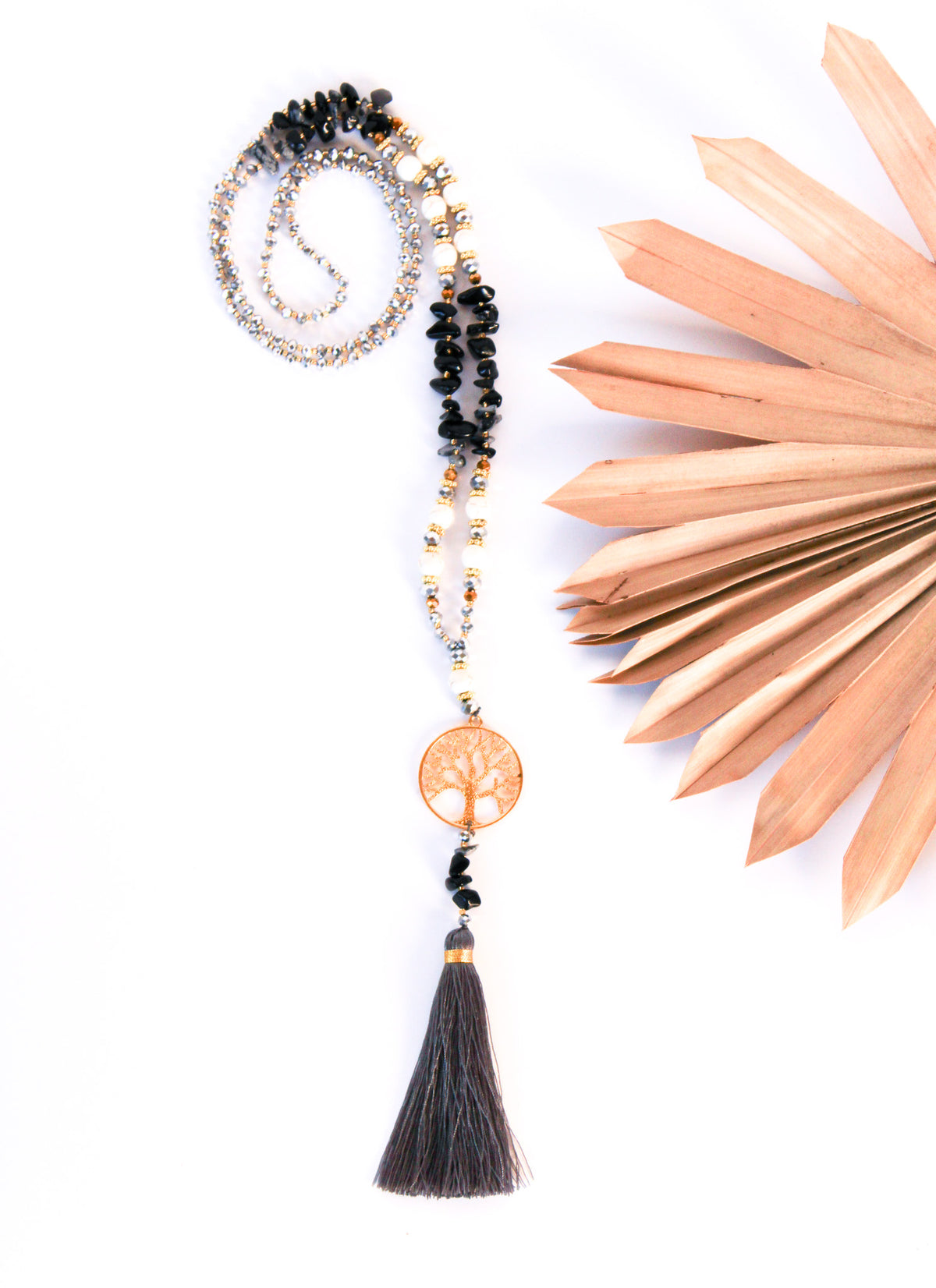 Tree of Life Stone Tassel Necklace