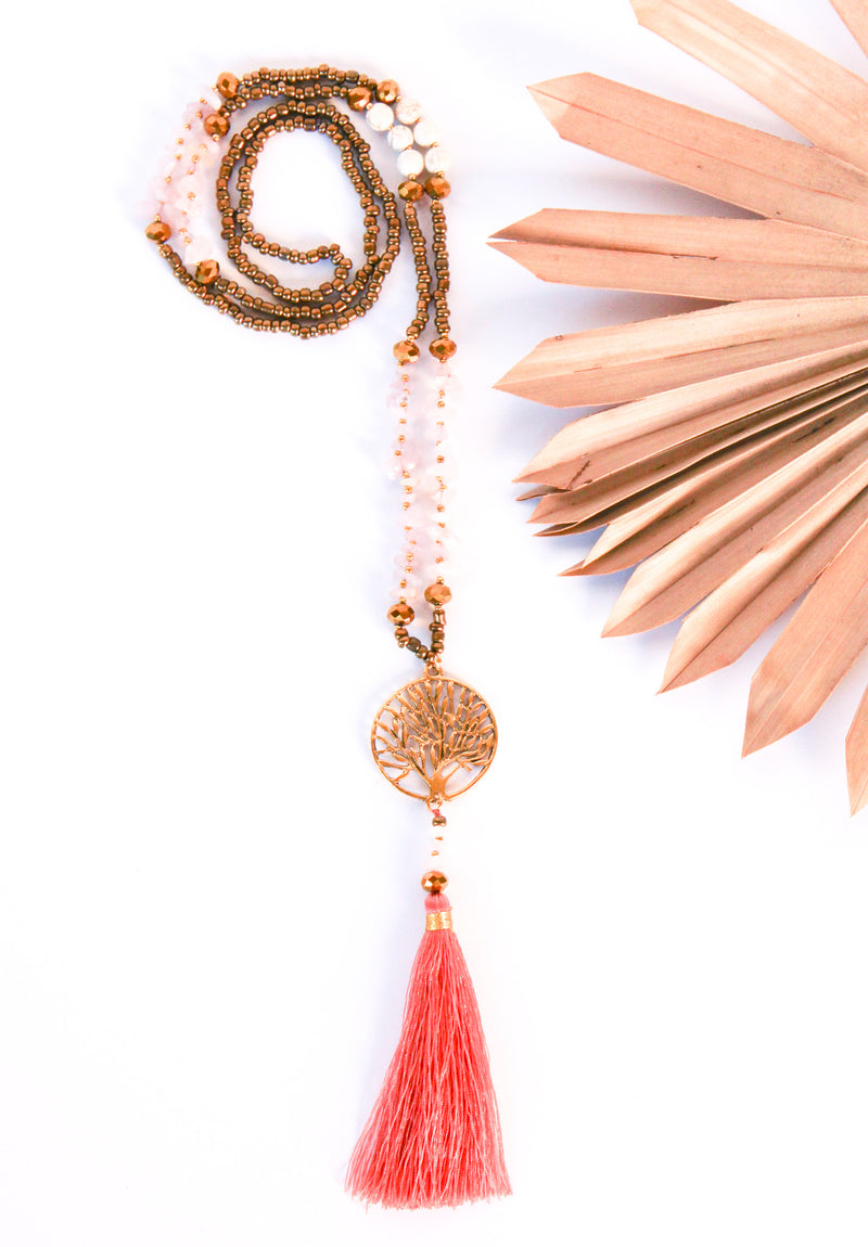 Tree of Life Stone Tassel Necklace