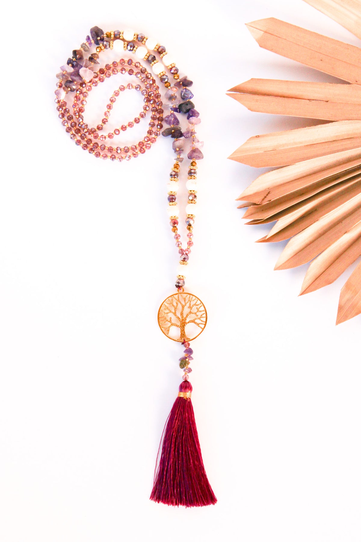 Tree of Life Stone Tassel Necklace