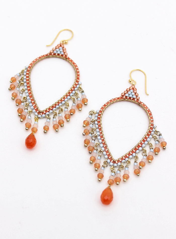 Thai Crystal Teardrop Chandelier Earrings