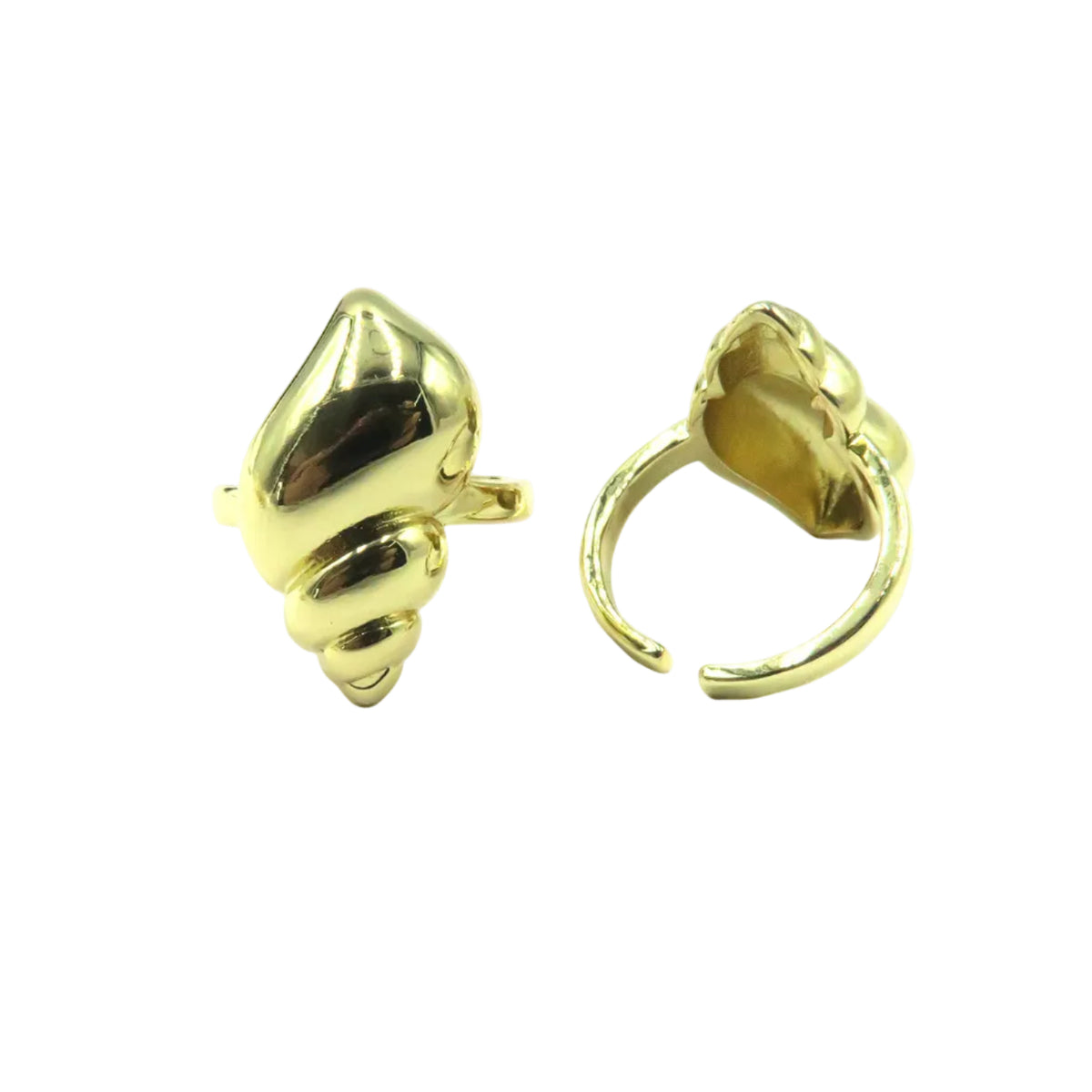 Gold spiral earring on a white background