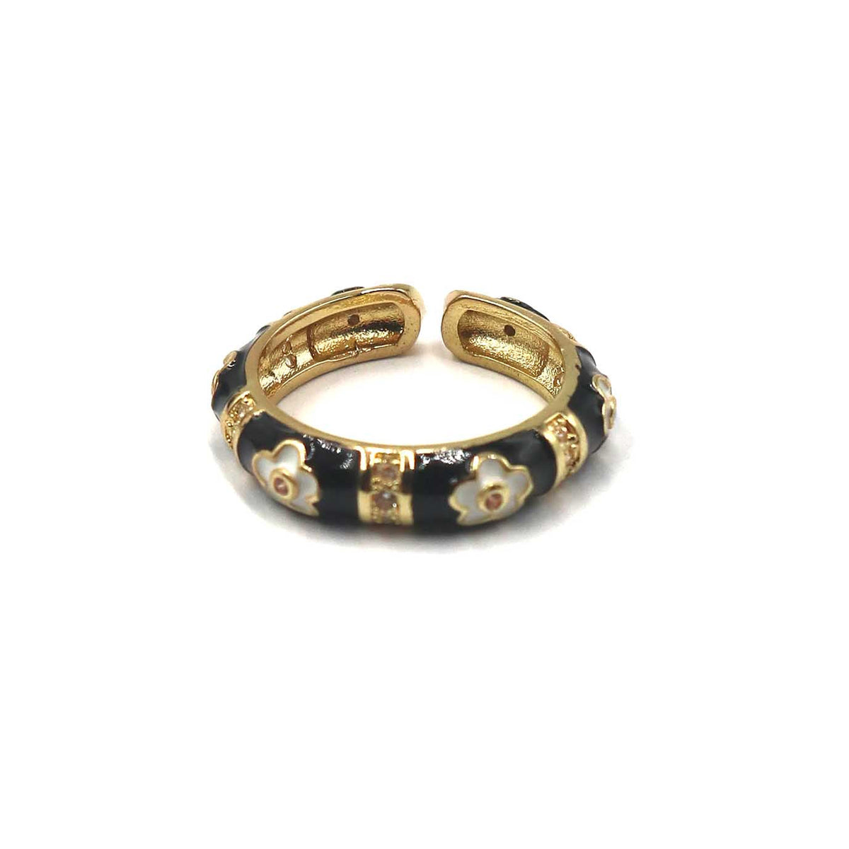 Black Enamel Bloom Ring