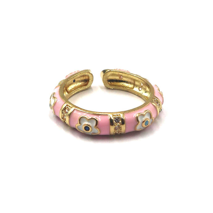 Pink Enamel Bloom Ring | Shop Bali Queen