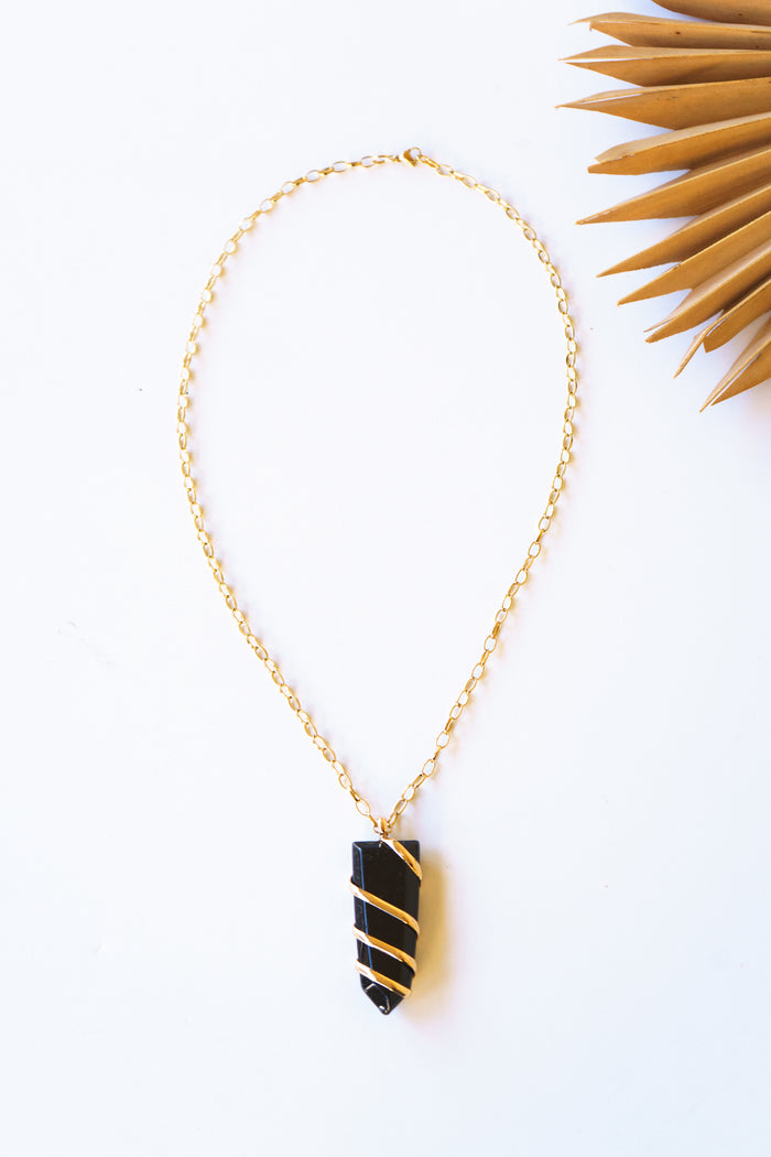 Obsidian Spiral Point Necklace | Shop Bali Queen