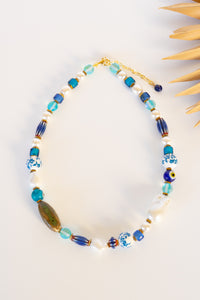 Azure Evil Eye Pearl Necklace | Shop Bali Queen
