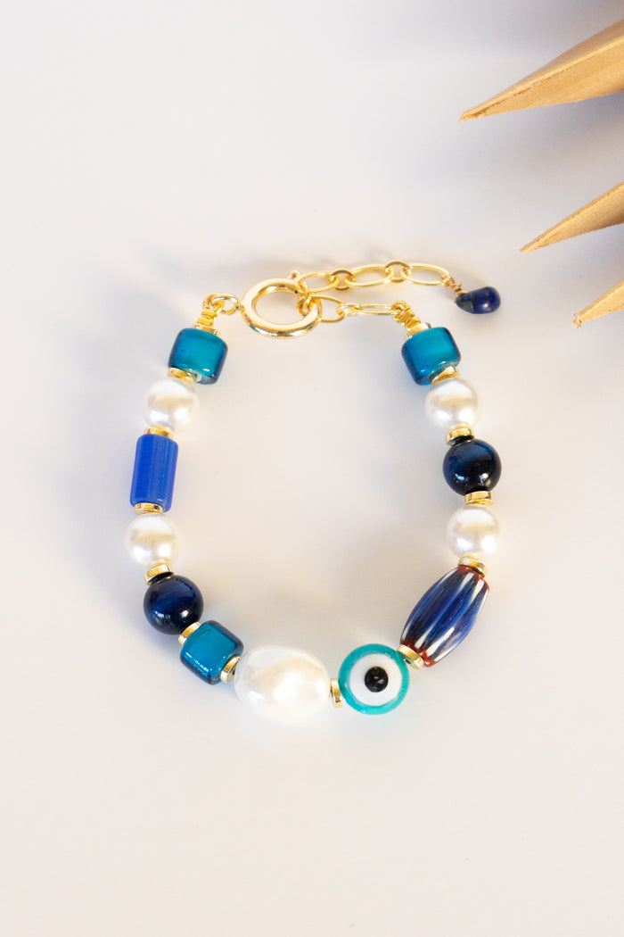 Azure Evil Eye Pearl Bracelet | Shop Bali Queen