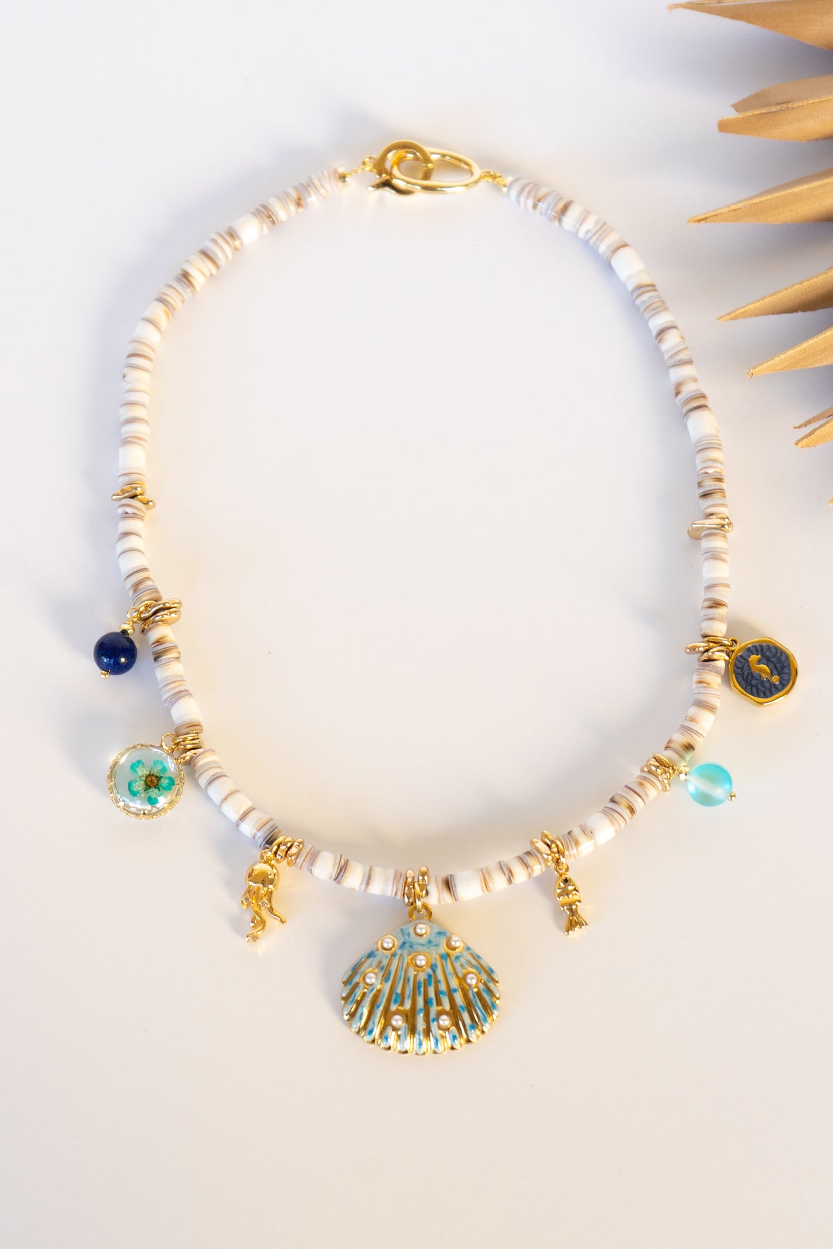 Heishi Bead Scallop Charm Necklace | Shop Bali Queen