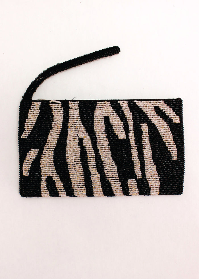 Zebra Beaded Clutch