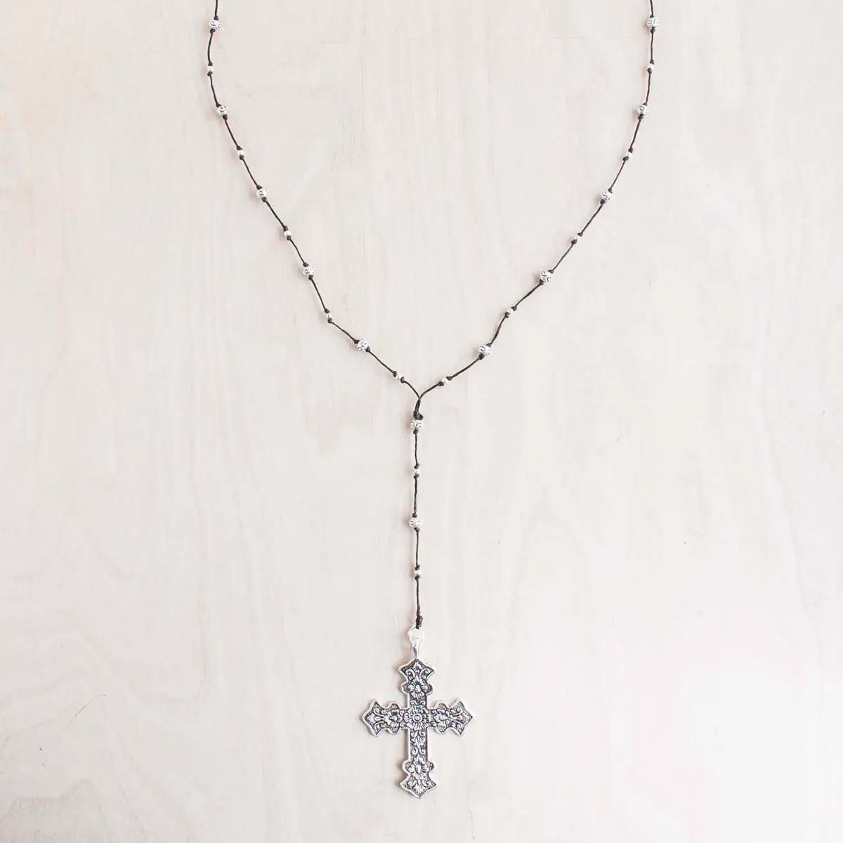 Etched Cross Alloy Necklace
