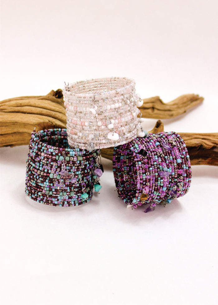 On The Cliffs Gemstone Beaded Cuff | Shop Bali Queen