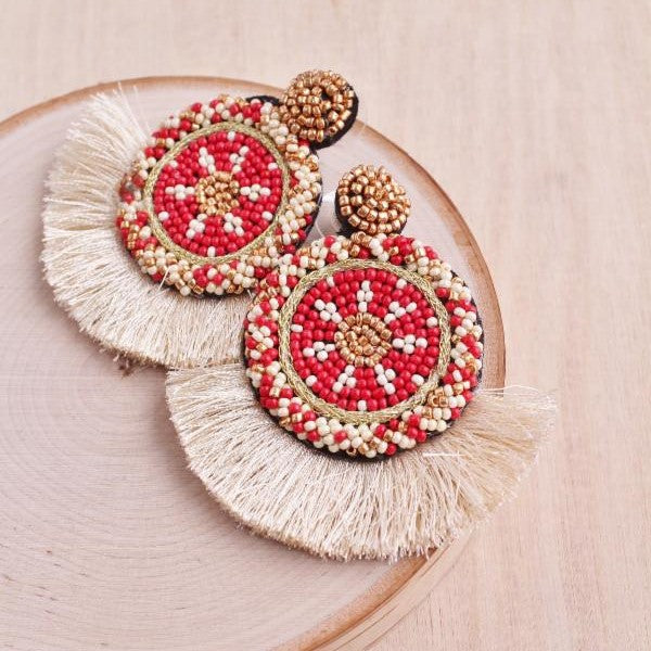 Navi Beaded Fan Earrings | Shop Bali Queen