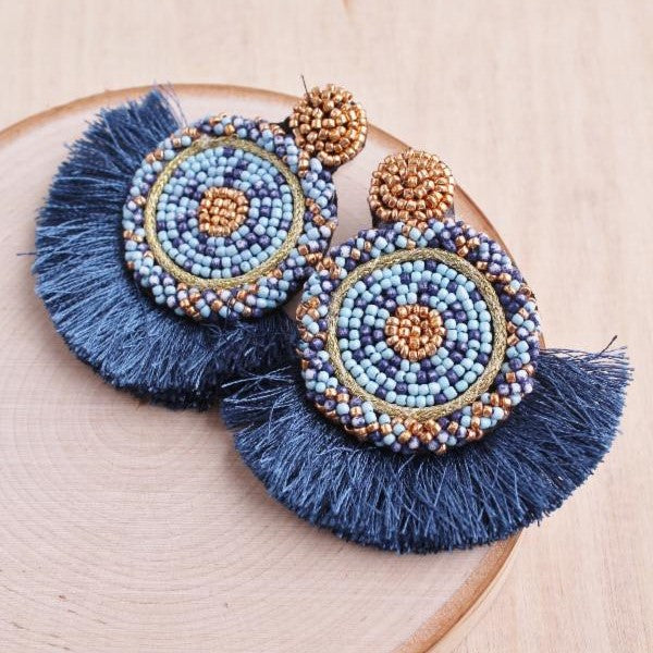 Navi Beaded Fan Earrings | Shop Bali Queen