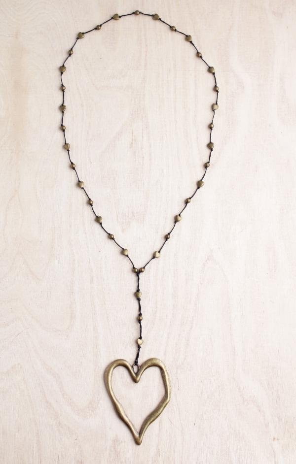Bronze Open Heart Alloy Necklace