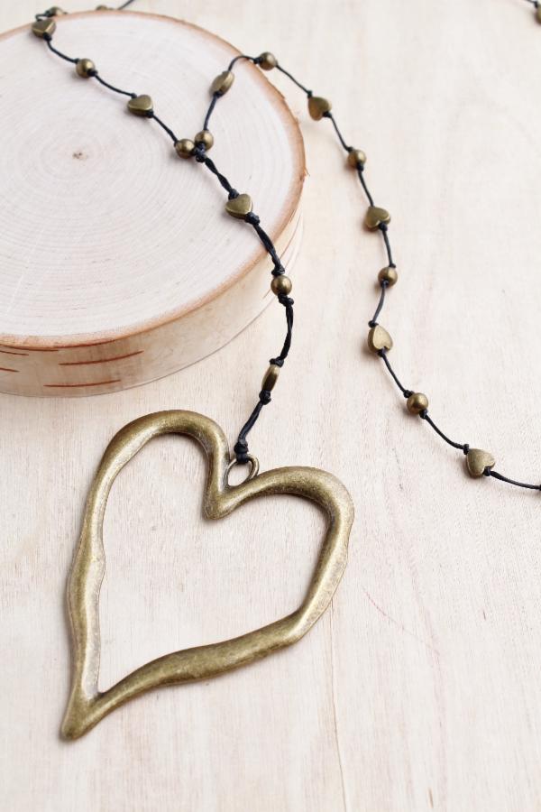 Bronze Open Heart Alloy Necklace