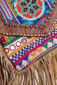 India Leather Fringe Cross Body Bag