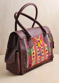 India Scalloped Edge Leather Bag