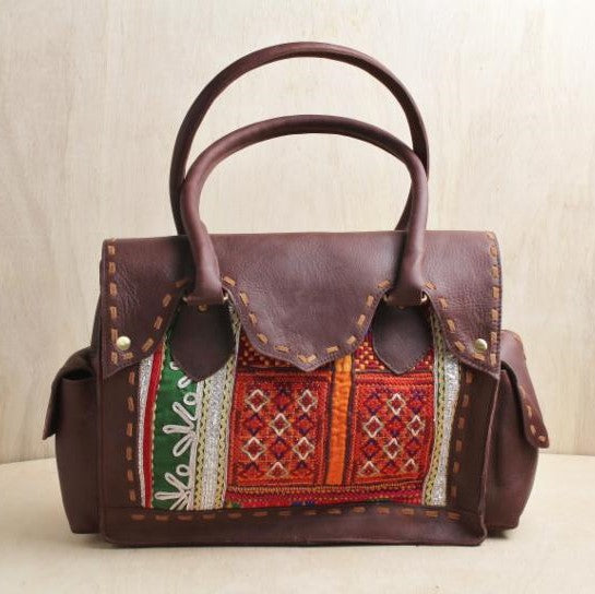 India Scalloped Edge Leather Bag