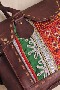 India Scalloped Edge Leather Bag