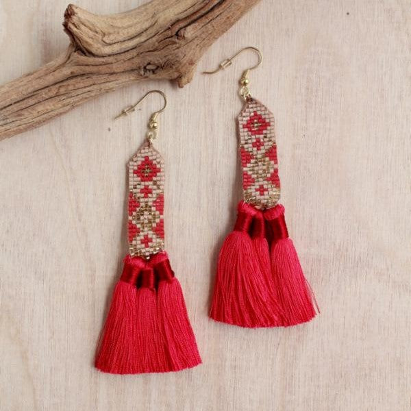 Brickstitch Tassel Earrings | Shop Bali Queen