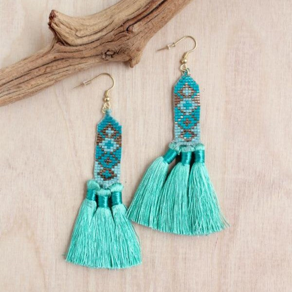 Brickstitch Tassel Earrings | Shop Bali Queen