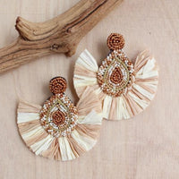 Raffia Beaded Fan Earrings