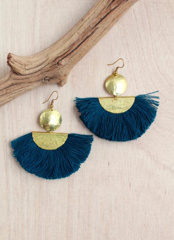 Golden Fan Fringe Earring