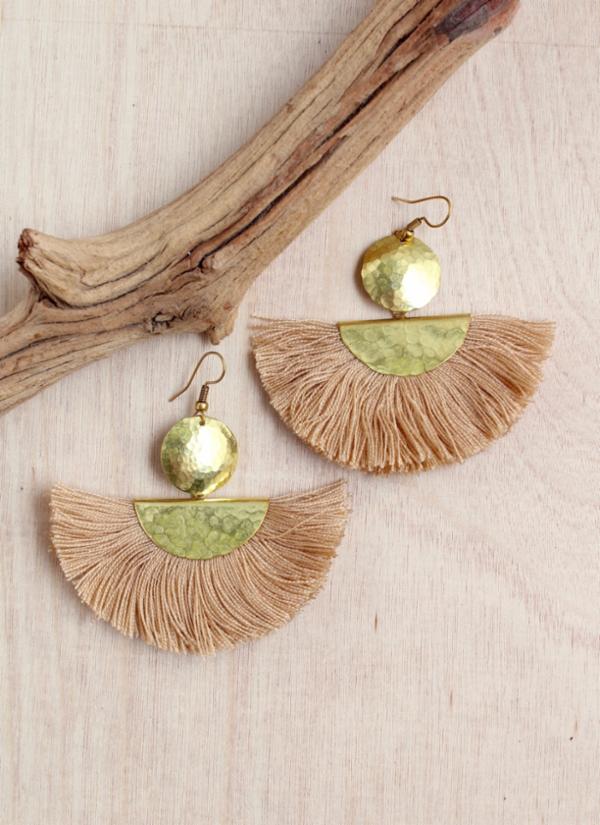 Golden Fan Fringe Earring