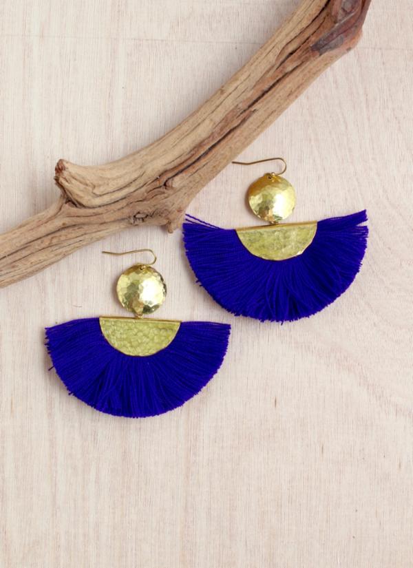 Golden Fan Fringe Earring