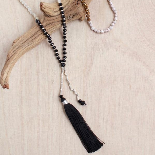 Tiny Crystal Tassel Necklace