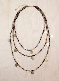 Thai Triple Strand Golden Coin Necklace