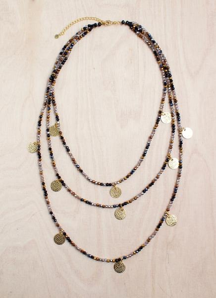 Thai Triple Strand Golden Coin Necklace