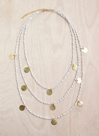 Thai Triple Strand Golden Coin Necklace