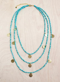 Thai Triple Strand Golden Coin Necklace