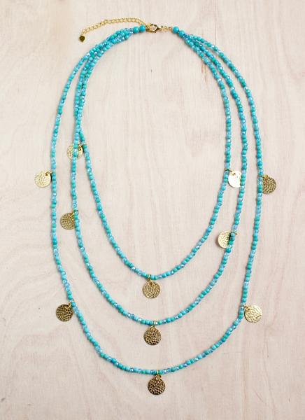 Thai Triple Strand Golden Coin Necklace